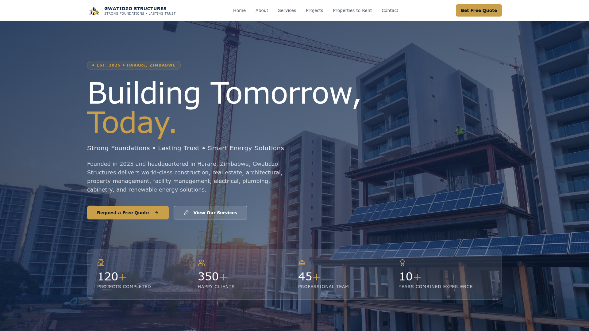 Gwatidzo Structures — Corporate Website preview